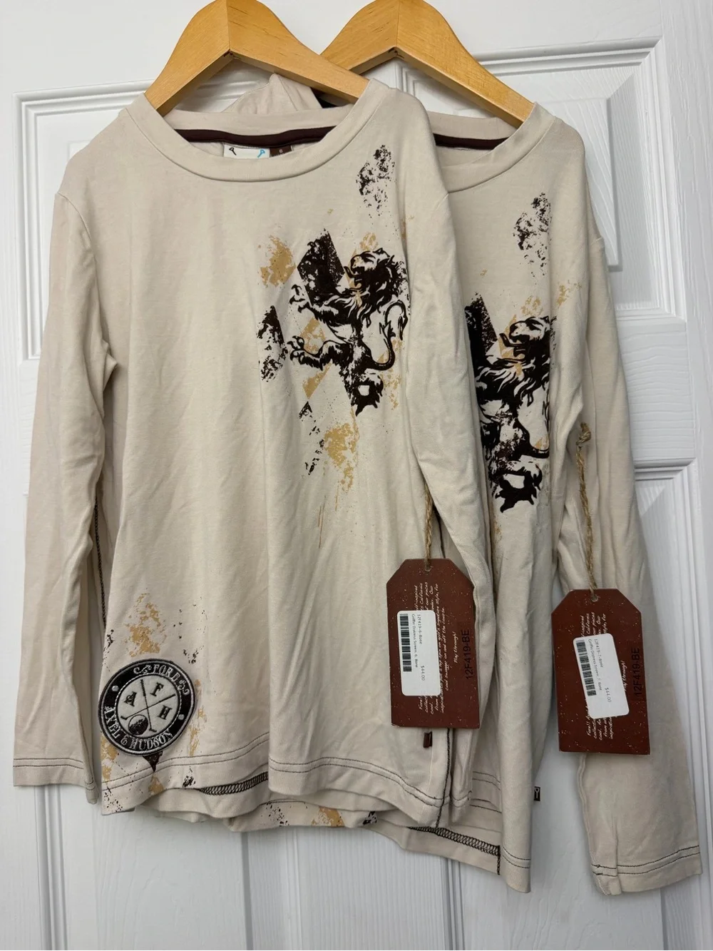 NWT Axel & Hudson Boys Lion Crest Long Sleeve Tee | Cream